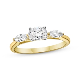 Memories Moments Magic Oval & Marquise-Cut Diamond Three-Stone Engagement Ring 1 ct tw 14K Yellow Gold