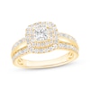 Thumbnail Image 0 of Princess-Cut Diamond Cushion Halo Engagement Ring 1-1/6 ct tw 14K Yellow Gold