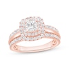 Thumbnail Image 1 of Princess-Cut Diamond Cushion Halo Engagement Ring 1-1/6 ct tw 14K Rose Gold