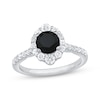 Thumbnail Image 1 of Now + Forever Round-Cut Black & White Diamond Halo Engagement Ring 1-5/8 ct tw 10K White Gold