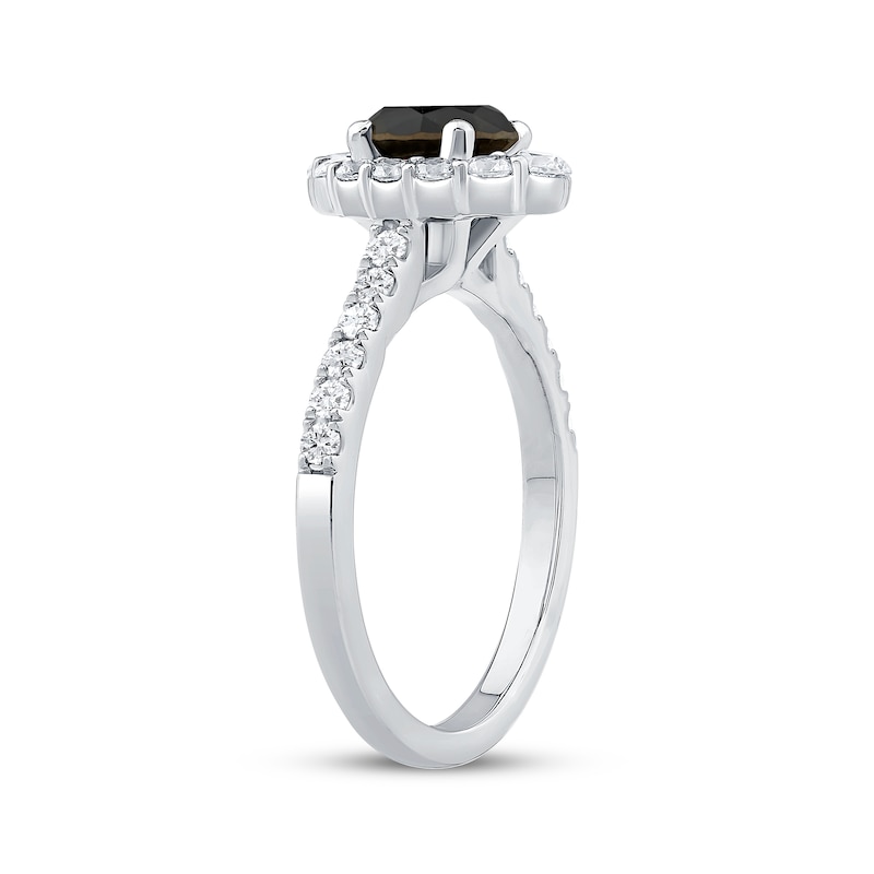 Main Image 2 of Now + Forever Round-Cut Black & White Diamond Halo Engagement Ring 1-5/8 ct tw 10K White Gold