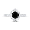 Thumbnail Image 3 of Now + Forever Round-Cut Black & White Diamond Halo Engagement Ring 1-5/8 ct tw 10K White Gold