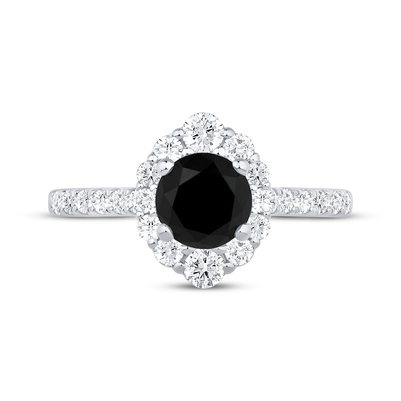 Main Image 3 of Now + Forever Round-Cut Black & White Diamond Halo Engagement Ring 1-5/8 ct tw 10K White Gold