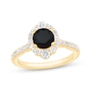 Thumbnail Image 1 of Round-Cut Black & White Diamond Halo Engagement Ring 1-5/8 ct tw 10K Yellow Gold