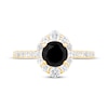 Thumbnail Image 3 of Round-Cut Black & White Diamond Halo Engagement Ring 1-5/8 ct tw 10K Yellow Gold