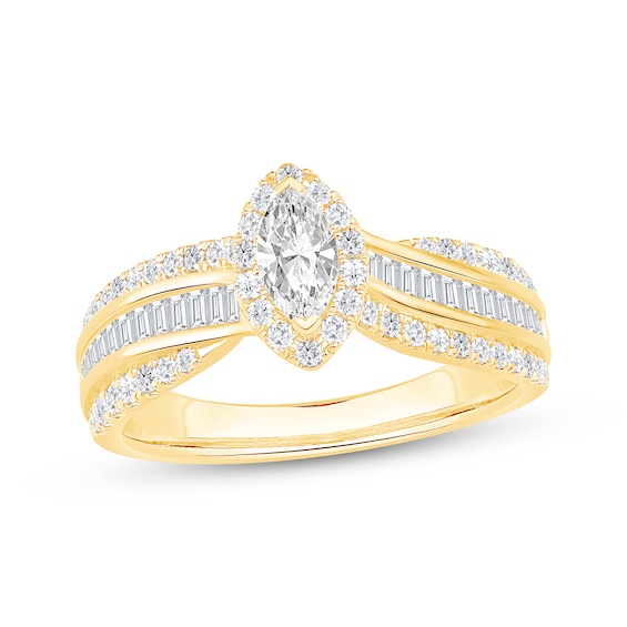 Marquise-Cut Diamond Engagement Ring 7/8 ct tw 10K Yellow Gold