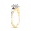 Thumbnail Image 2 of Round-Cut Diamond & Blue Sapphire Oval Halo Engagement Ring 3/4 ct tw 14K Yellow Gold