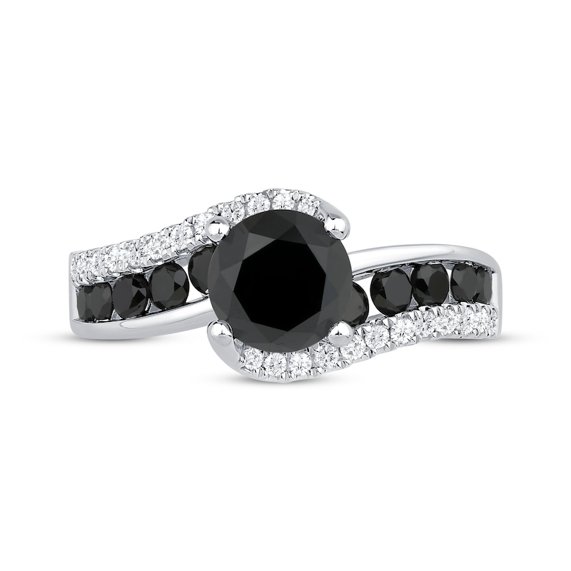 Main Image 3 of Round-Cut Black & White Diamond Bypass Engagement Ring 2-1/5 ct tw 10K White Gold