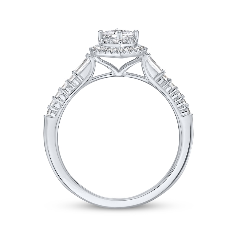 Main Image 3 of Princess-Cut Marquise Halo Engagement Ring 3/4 ct tw 14K White Gold