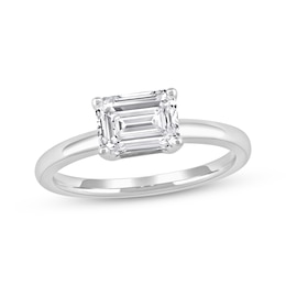 Now + Forever Lab-Grown Diamonds Emerald-Cut Solitaire Engagement Ring 1-1/2 ct tw 14K White Gold (F/SI2)