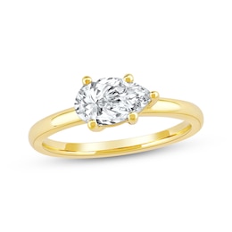 Now + Forever Lab-Grown Diamonds East West Pear-Shaped Solitaire Engagement Ring 1 ct tw 14K Yellow Gold (F/SI2)