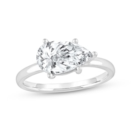 Now + Forever Lab-Grown Diamonds Pear-Shaped Solitaire Engagement Ring 2 ct tw 14K White Gold (F/SI2)