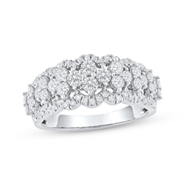 Now + Forever Lab-Grown Diamonds Scalloped Anniversary Ring 1-1/4 ct tw 14K White Gold