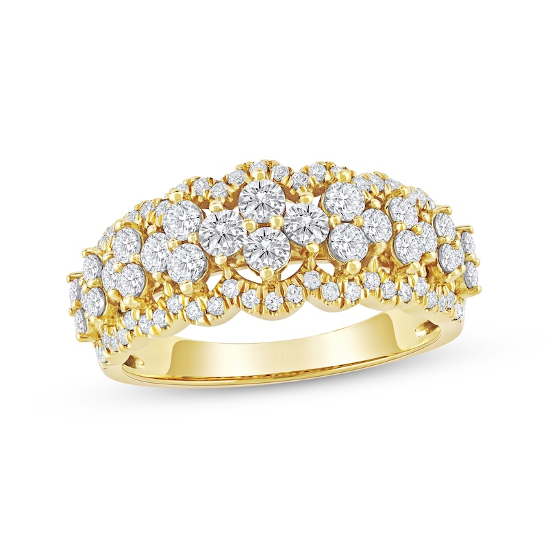 Main Image 1 of Lab-Grown Diamonds by KAY Scalloped Anniversary Ring 1-1/4 ct tw 14K Yellow Gold