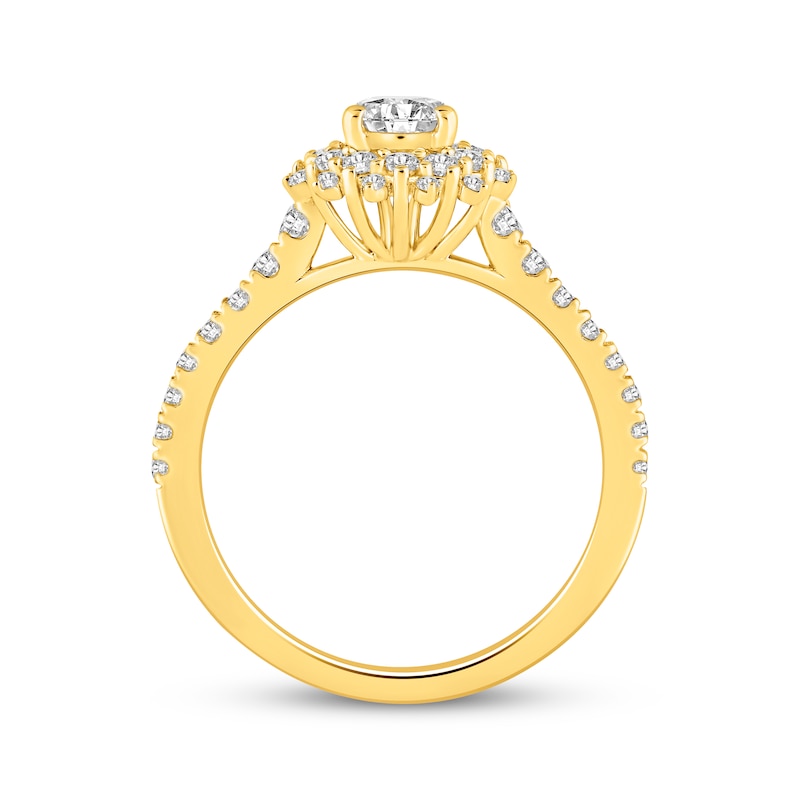 Main Image 3 of Diamond Starburst Halo Engagement Ring 7/8 ct tw 14K Yellow Gold