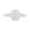 Thumbnail Image 3 of Baguette & Round-Cut Multi-Diamond Halo Engagement Ring 1/2 ct tw 14K White Gold