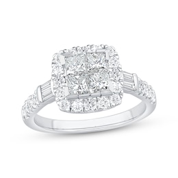 Princess-Cut Diamond Quad Halo Engagement Ring 1-1/2 ct tw 14K White Gold