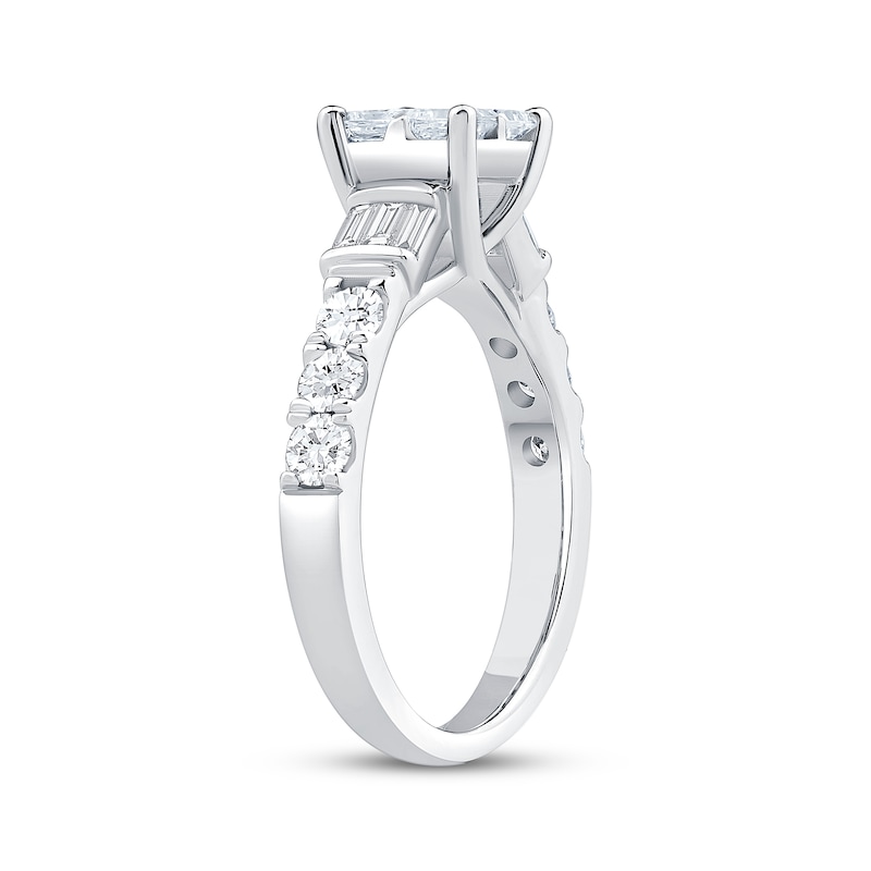 Princess-Cut Quad Diamond Engagement Ring 1-3/8 ct tw 14K White Gold
