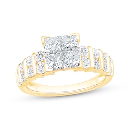 Princess-Cut Diamond Quad Engagement Ring 2 ct tw 14K Yellow Gold