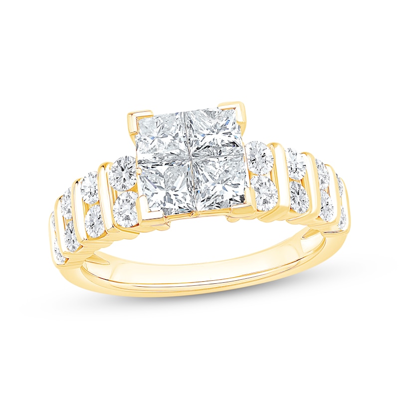 Princess-Cut Diamond Quad Engagement Ring 2 ct tw 14K Yellow Gold | Kay