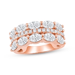 Lab-Grown Diamonds by KAY Oval & Round-Cut Three-Row Anniversary Ring 2-3/4 ct tw 14K Rose Gold