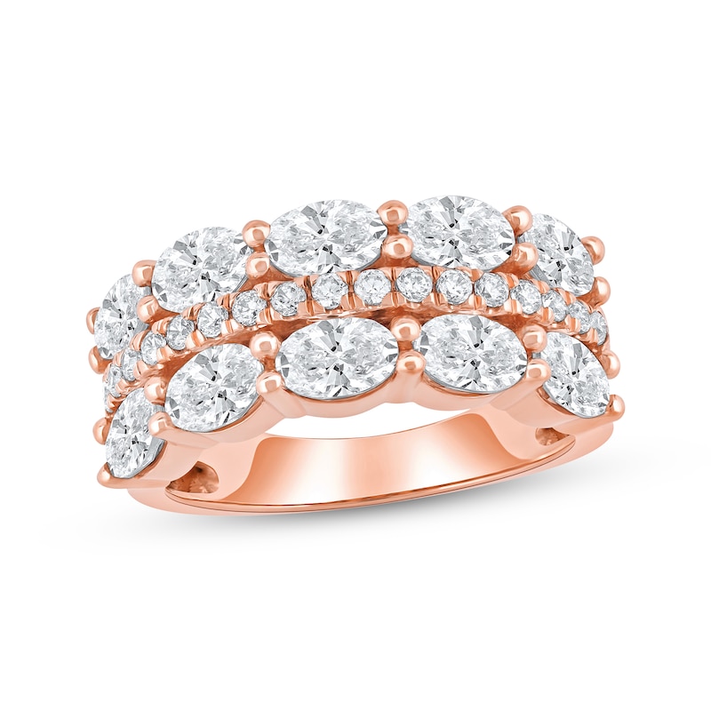 Main Image 1 of Lab-Grown Diamonds by KAY Oval & Round-Cut Three-Row Anniversary Ring 2-3/4 ct tw 14K Rose Gold