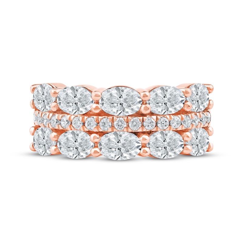 Main Image 3 of Lab-Grown Diamonds by KAY Oval & Round-Cut Three-Row Anniversary Ring 2-3/4 ct tw 14K Rose Gold