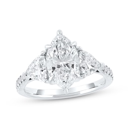 Memories Moments Magic Lab-Created Diamonds by KAY Marquise & Trillion-Cut Three-Stone Engagement Ring 3-1/3 ct tw 14K White Gold