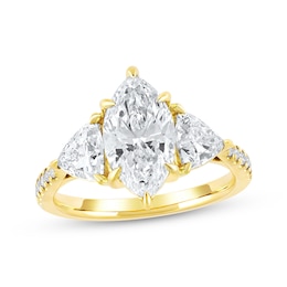 Memories Moments Magic Lab-Created Diamonds by KAY Marquise & Trillion-Cut Three-Stone Engagement Ring 3-1/3 ct tw 14K Yellow Gold