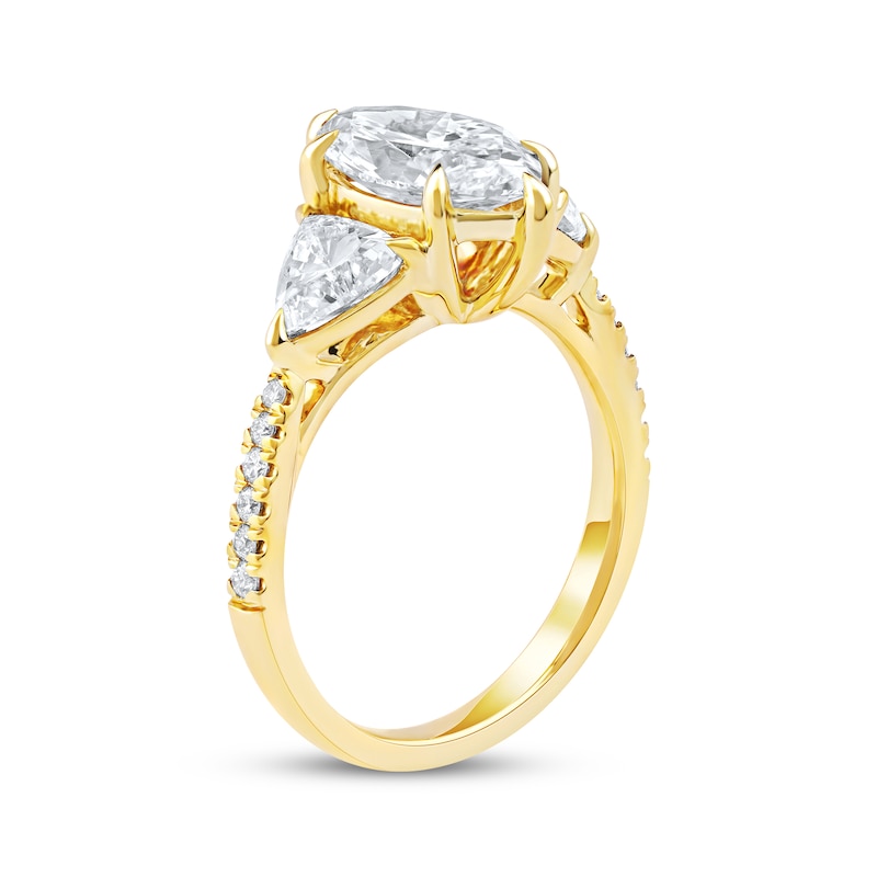 Main Image 2 of Memories Moments Magic Lab-Grown Diamonds by KAY Marquise & Trillion-Cut Three-Stone Engagement Ring 3-1/3 ct tw 14K Yellow Gold