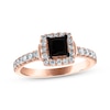 Thumbnail Image 1 of Now + Forever Princess-Cut Black Diamond & White Diamond Engagement Ring 1-1/5 ct tw 14K Rose Gold