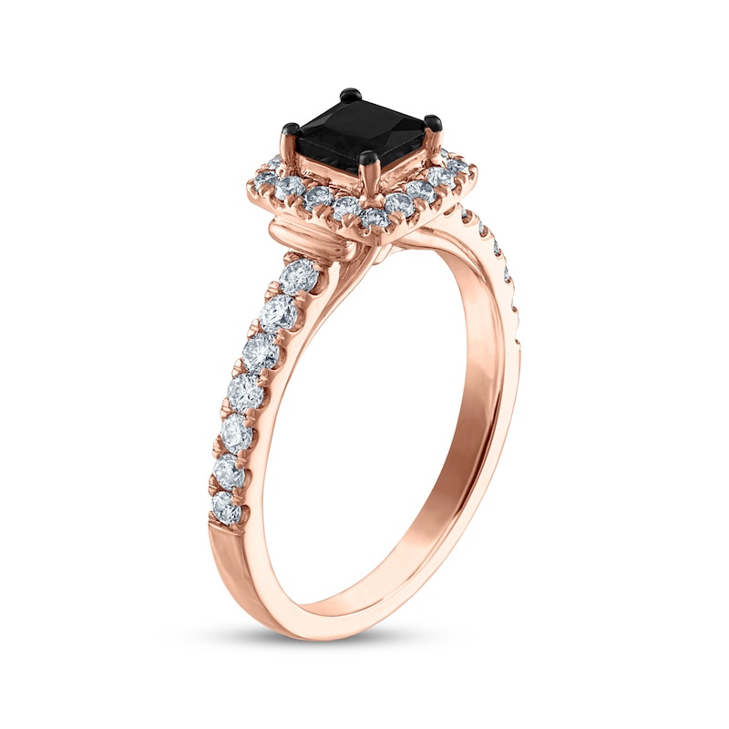 Main Image 2 of Now + Forever Princess-Cut Black Diamond & White Diamond Engagement Ring 1-1/5 ct tw 14K Rose Gold