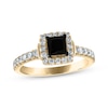 Thumbnail Image 1 of Princess-Cut Black Diamond & White Diamond Engagement Ring 1-1/5 ct tw 14K Yellow Gold