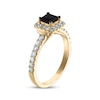 Thumbnail Image 2 of Princess-Cut Black Diamond & White Diamond Engagement Ring 1-1/5 ct tw 14K Yellow Gold