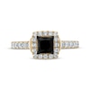 Thumbnail Image 3 of Princess-Cut Black Diamond & White Diamond Engagement Ring 1-1/5 ct tw 14K Yellow Gold