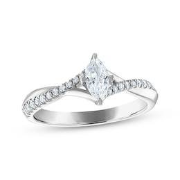 Marquise-Cut Diamond Engagement Ring 1/2 ct tw 14K White Gold