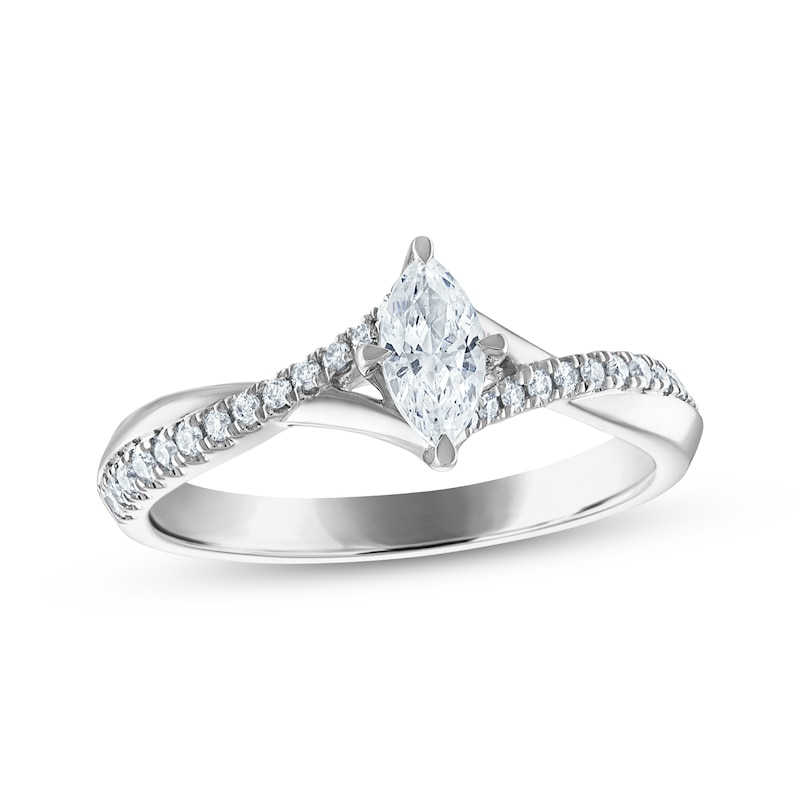 Main Image 1 of Marquise-Cut Diamond Engagement Ring 1/2 ct tw 14K White Gold