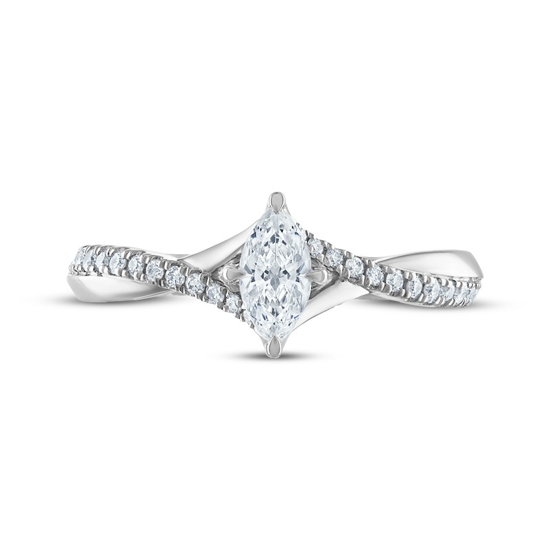 Main Image 3 of Marquise-Cut Diamond Engagement Ring 1/2 ct tw 14K White Gold