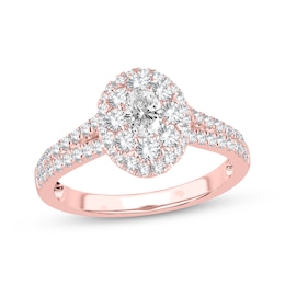 Oval-Cut Diamond Double Halo Engagement Ring 1 ct tw 14K Rose Gold