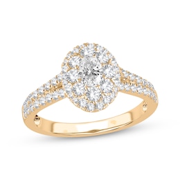 Oval-Cut Diamond Double Halo Engagement Ring 1 ct tw 14K Yellow Gold