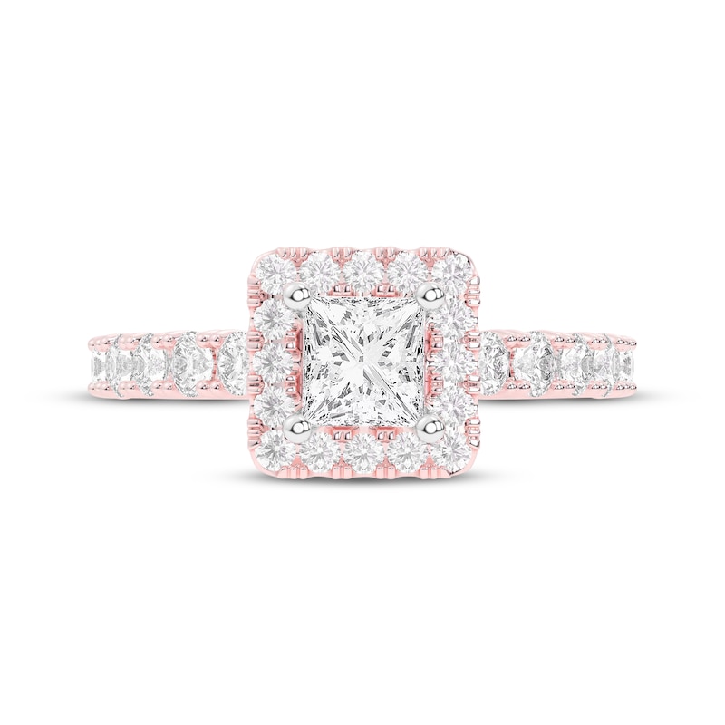 Lab-Created Diamonds by KAY Princess-Cut Halo Engagement Ring 2 ct tw 14K Rose Gold