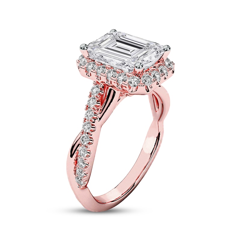 Main Image 2 of Lab-Grown Diamonds by KAY Emerald-Cut Halo Engagement Ring 2-1/3 ct tw 14K Rose Gold