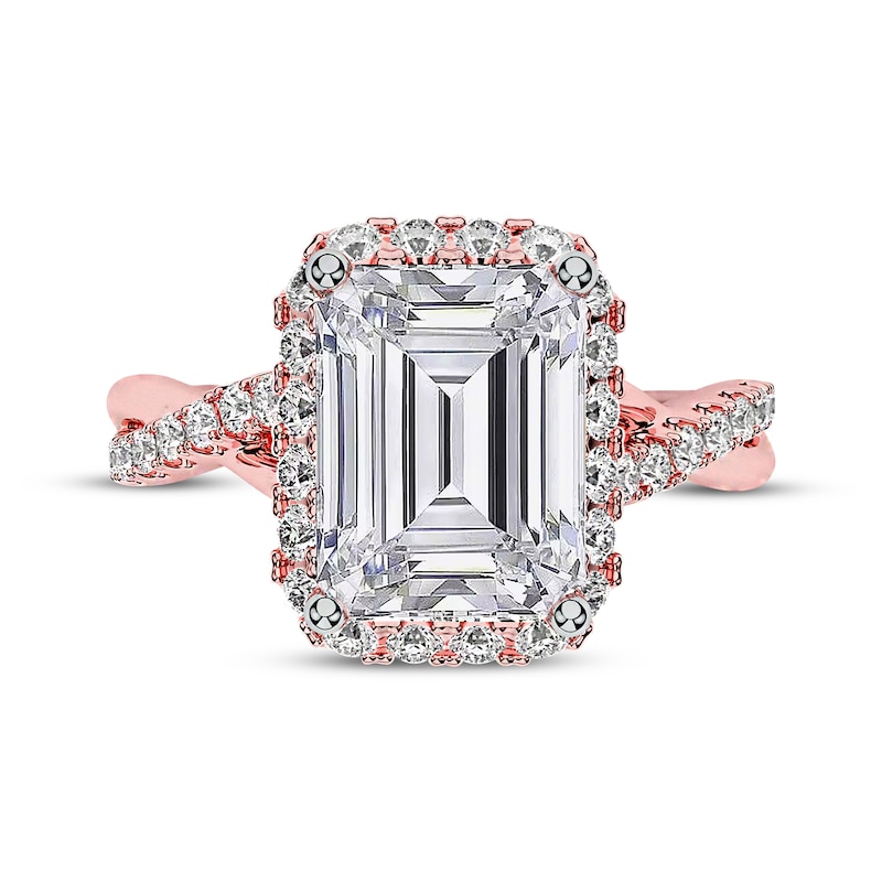 Main Image 3 of Lab-Grown Diamonds by KAY Emerald-Cut Halo Engagement Ring 2-1/3 ct tw 14K Rose Gold