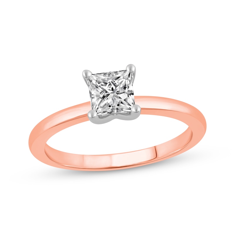 Main Image 1 of Now + Forever Lab-Grown Diamonds Princess-Cut Solitaire Engagement Ring 3/4 ct tw 14K Rose Gold (F/SI2)