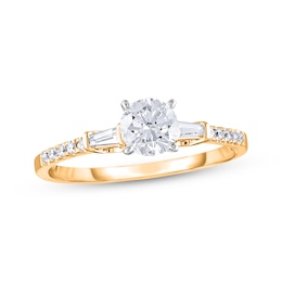 Round & Tapered Baguette-Cut Diamond Engagement Ring 3/4 ct tw 14K Two-Tone Gold