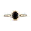 Thumbnail Image 2 of Oval-Cut Black Diamond & White Diamond Engagement Ring 1-1/4 ct tw 14K Yellow Gold