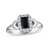 Thumbnail Image 0 of Emerald-Cut Black Diamond & White Diamond Halo Engagement Ring 1-1/4 ct tw 14K White Gold