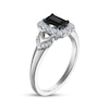 Thumbnail Image 1 of Emerald-Cut Black Diamond & White Diamond Halo Engagement Ring 1-1/4 ct tw 14K White Gold