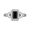 Thumbnail Image 2 of Emerald-Cut Black Diamond & White Diamond Halo Engagement Ring 1-1/4 ct tw 14K White Gold