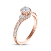 Thumbnail Image 2 of Memories Moments Magic Round-Cut Diamond Three-Stone Swirl Engagement Ring 3/4 ct tw 14K Rose Gold